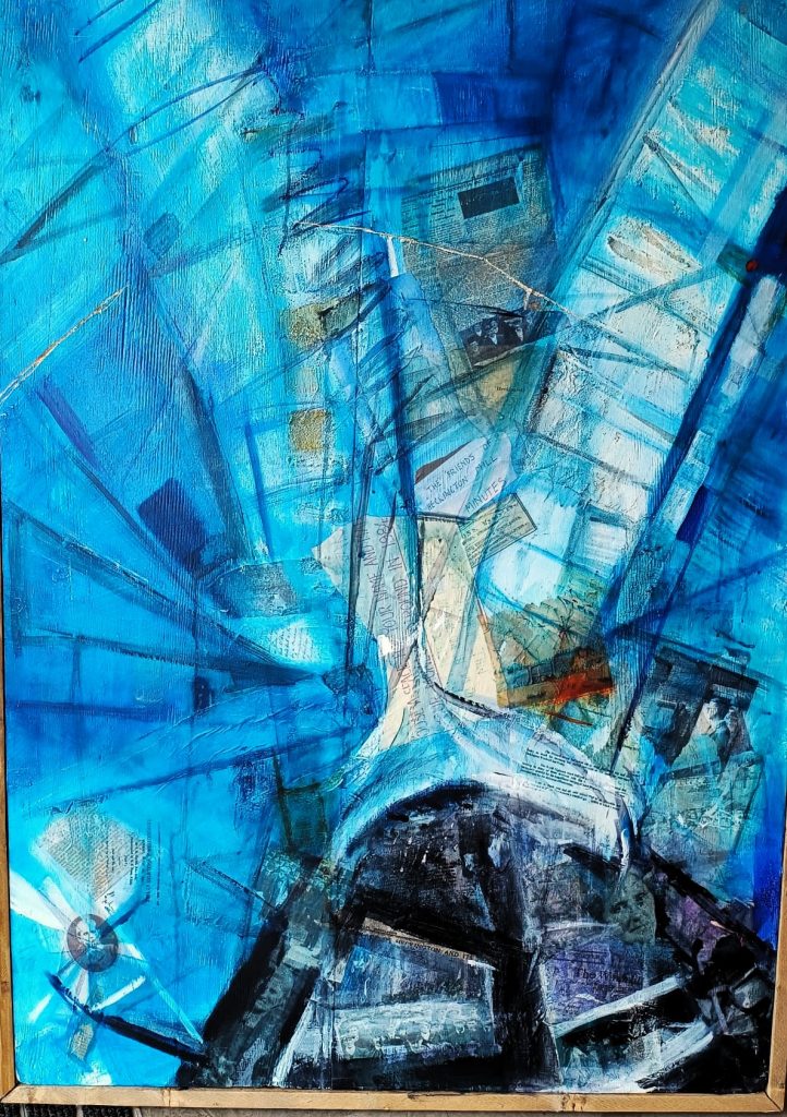 Layered painting of Heckington Windmill, celebrating people and place